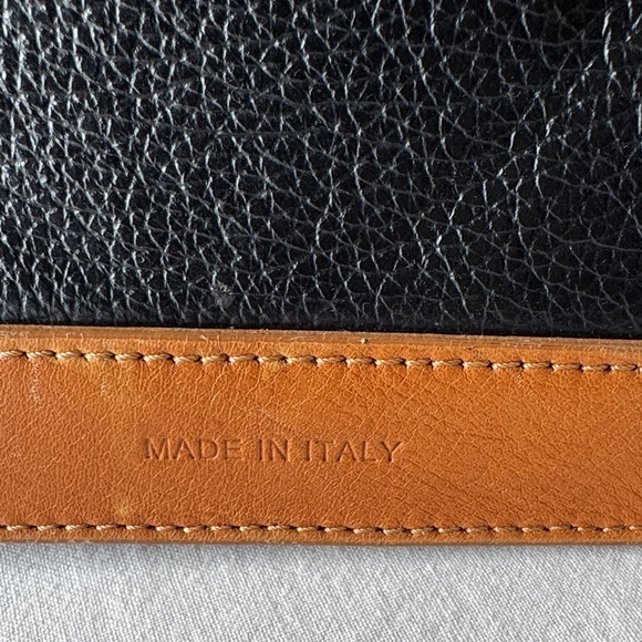 Quiet Luxury Made in Italy Leather Black and Tan Women's Handbag - Picture 11 of 12